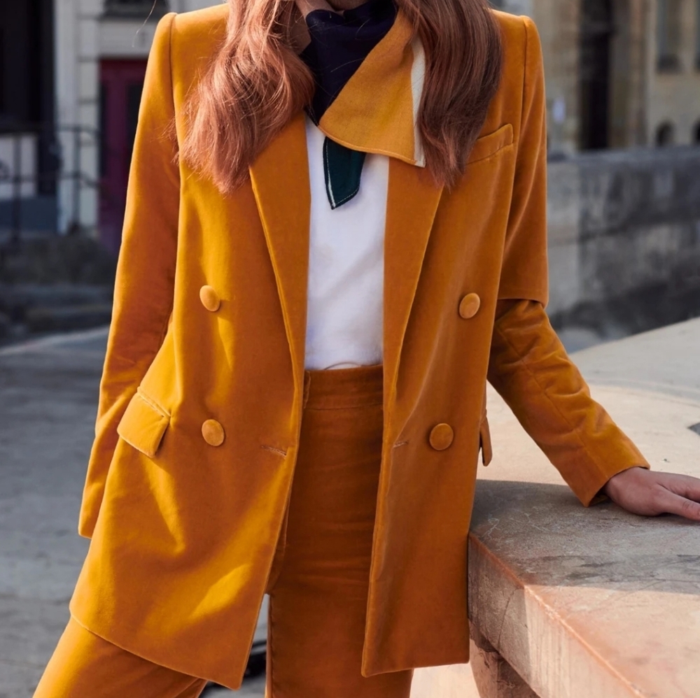 Sezane Christie Jacket in Honey Velvet